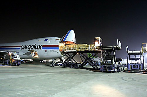 BluePeak Air freight operations in progress — cargo being handled by our origin and gateway teams
